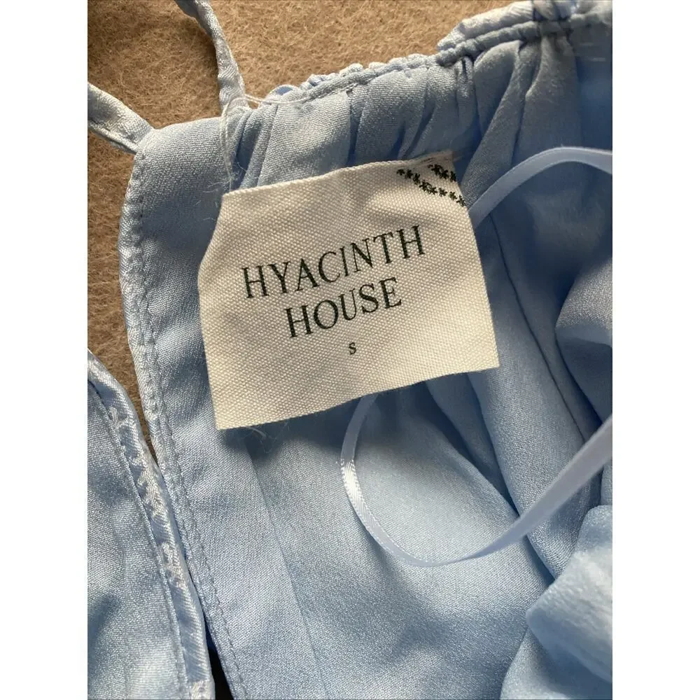 Tuckernuck Hyacinth House Julia Top Sz S Blue Puff Sleeve Jacquard Blouse Preppy